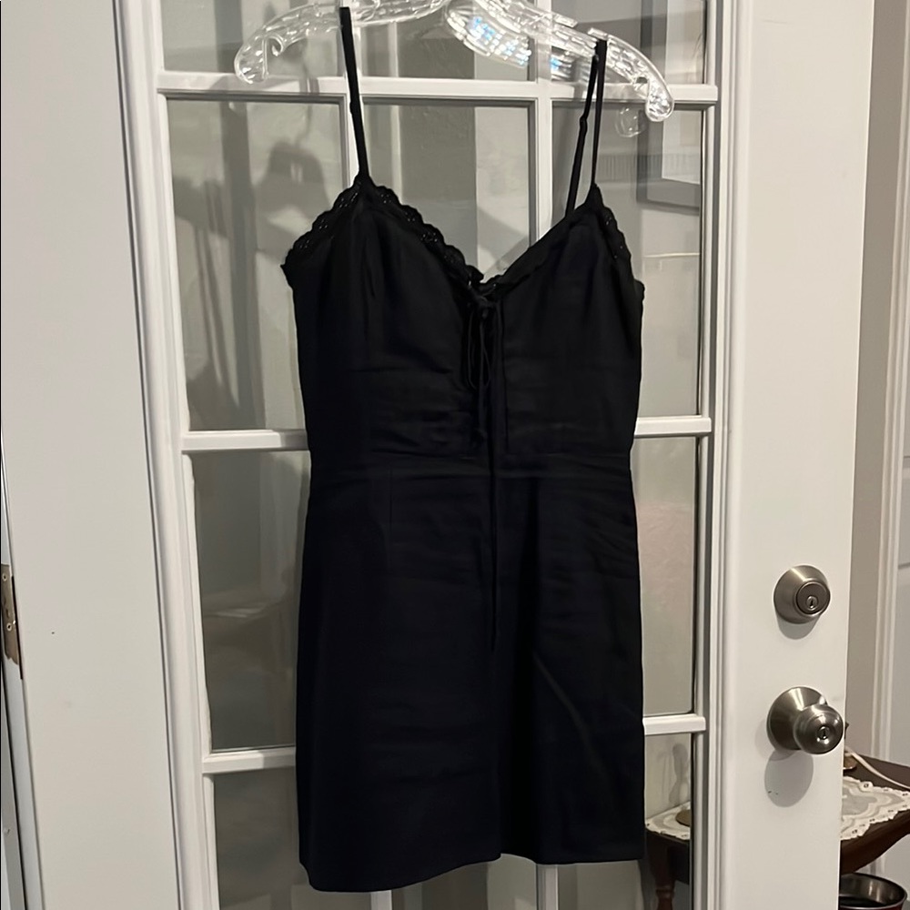 Reformation Black Linen Mini Dress